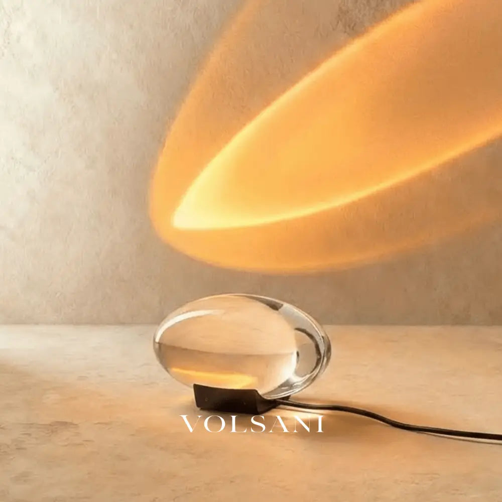 Crystal Table Lamp with Chrome Base Egg Shaped LED Bedside Night Light for Bedroom & Living Room US Plug 6in