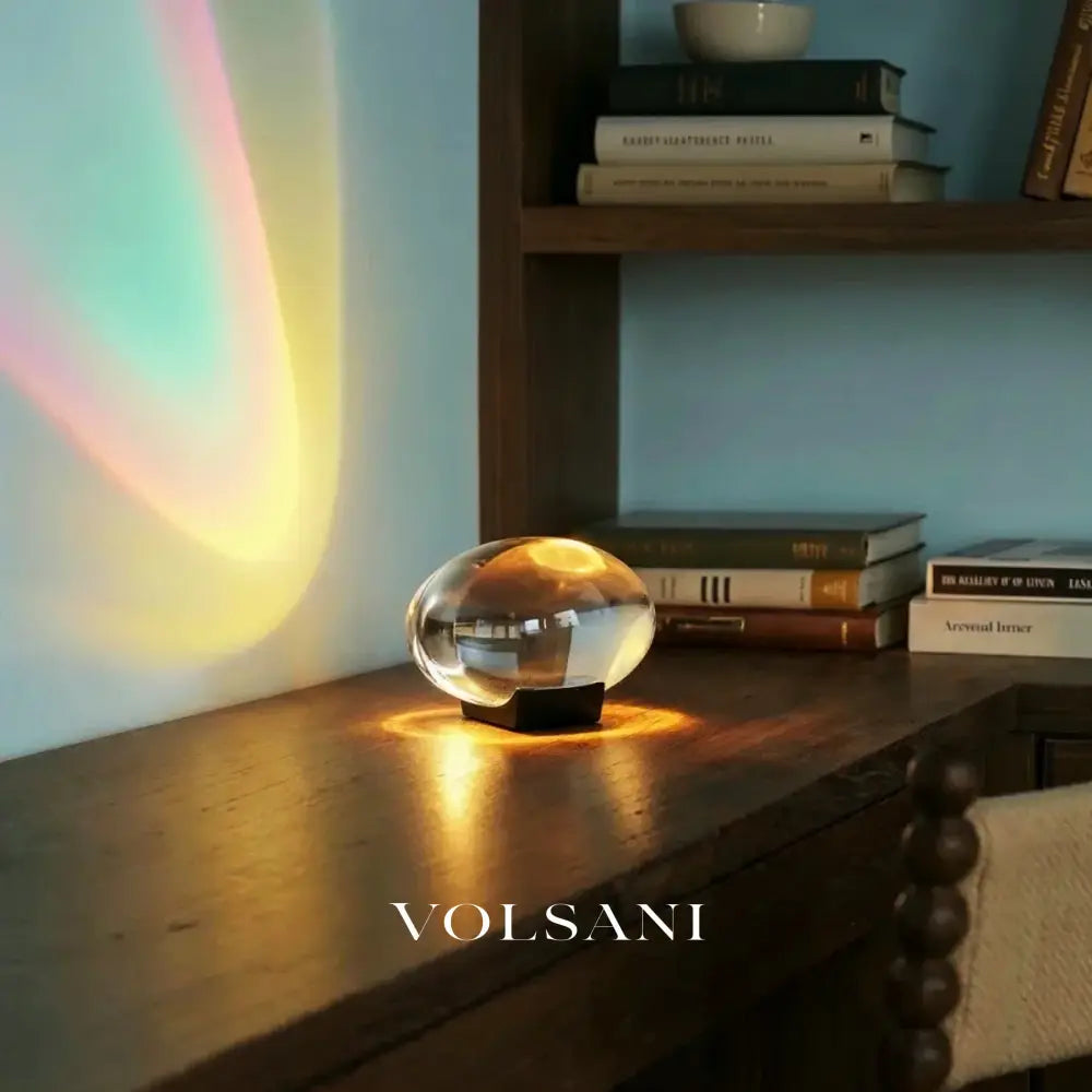 Crystal Table Lamp with Chrome Base Egg Shaped LED Bedside Night Light for Bedroom & Living Room US Plug 6in