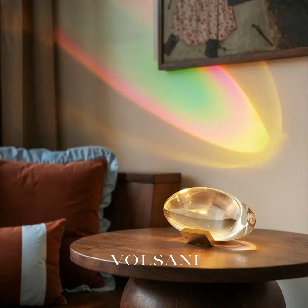 Crystal Table Lamp with Chrome Base Egg Shaped LED Bedside Night Light for Bedroom & Living Room US Plug 6in