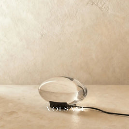 Crystal Table Lamp with Chrome Base Egg Shaped LED Bedside Night Light for Bedroom & Living Room US Plug 6in