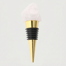 Wine Stopper, Raw Crystal Bottle Stopper, Amethyst & Quartz, Gold or Silver