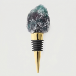 Wine Stopper, Raw Crystal Bottle Stopper, Amethyst & Quartz, Gold or Silver
