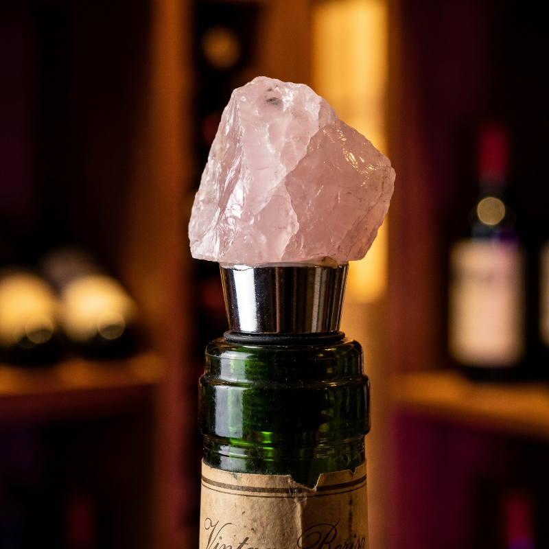 Wine Stopper, Raw Crystal Bottle Stopper, Amethyst & Quartz, Gold or Silver