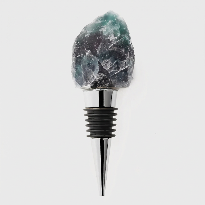 Wine Stopper, Raw Crystal Bottle Stopper, Amethyst & Quartz, Gold or Silver