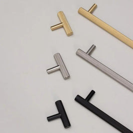 Cross-Knurled Brass Cabinet Knobs & Drawer Pulls, Modern Wardrobe & Kitchen Hardware, Three Finishes, Set of 2, 2-10in