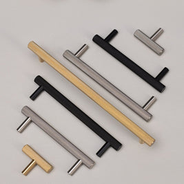 Cross-Knurled Brass Cabinet Knobs & Drawer Pulls, Modern Wardrobe & Kitchen Hardware, Three Finishes, Set of 2, 2-10in