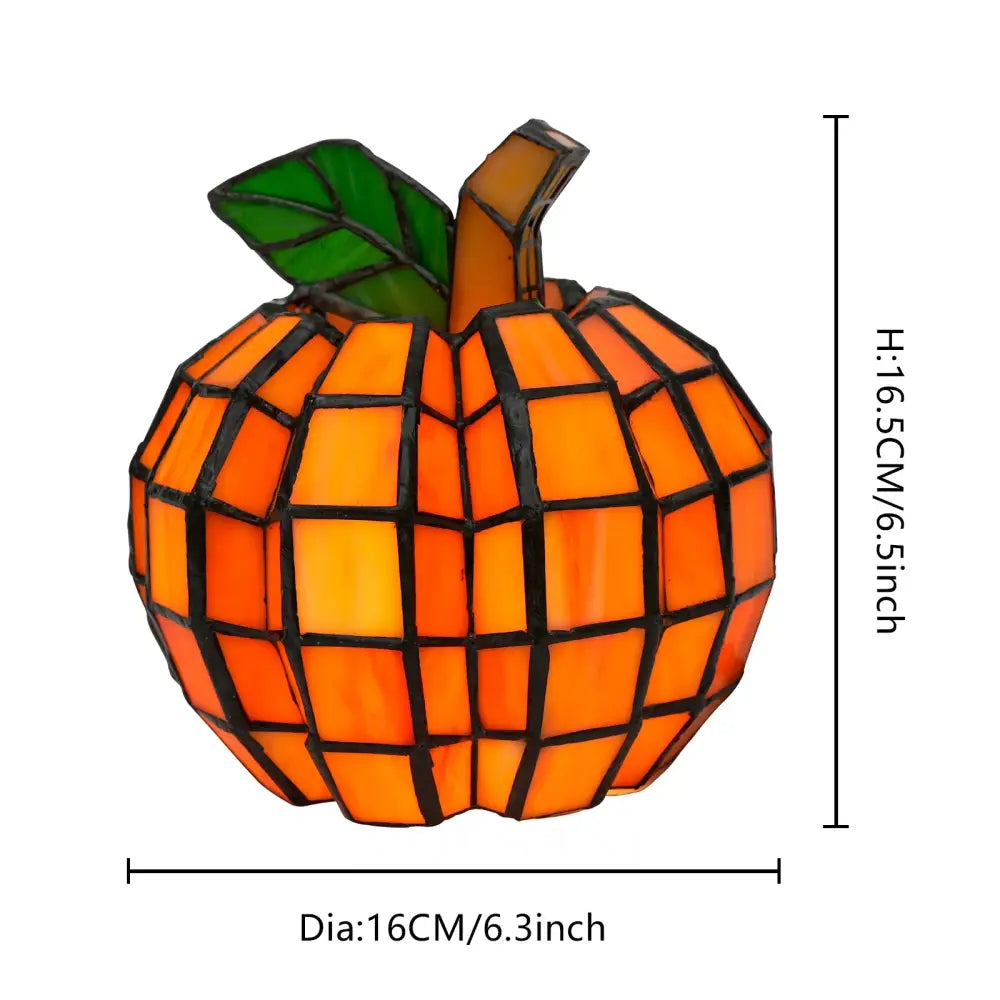 Cute Pumpkin Table Lamp Stained Glass Handcrafted Art Lamp Halloween Pumpkin-Shaped Indoor Decor Lamp for Friends’ Kids