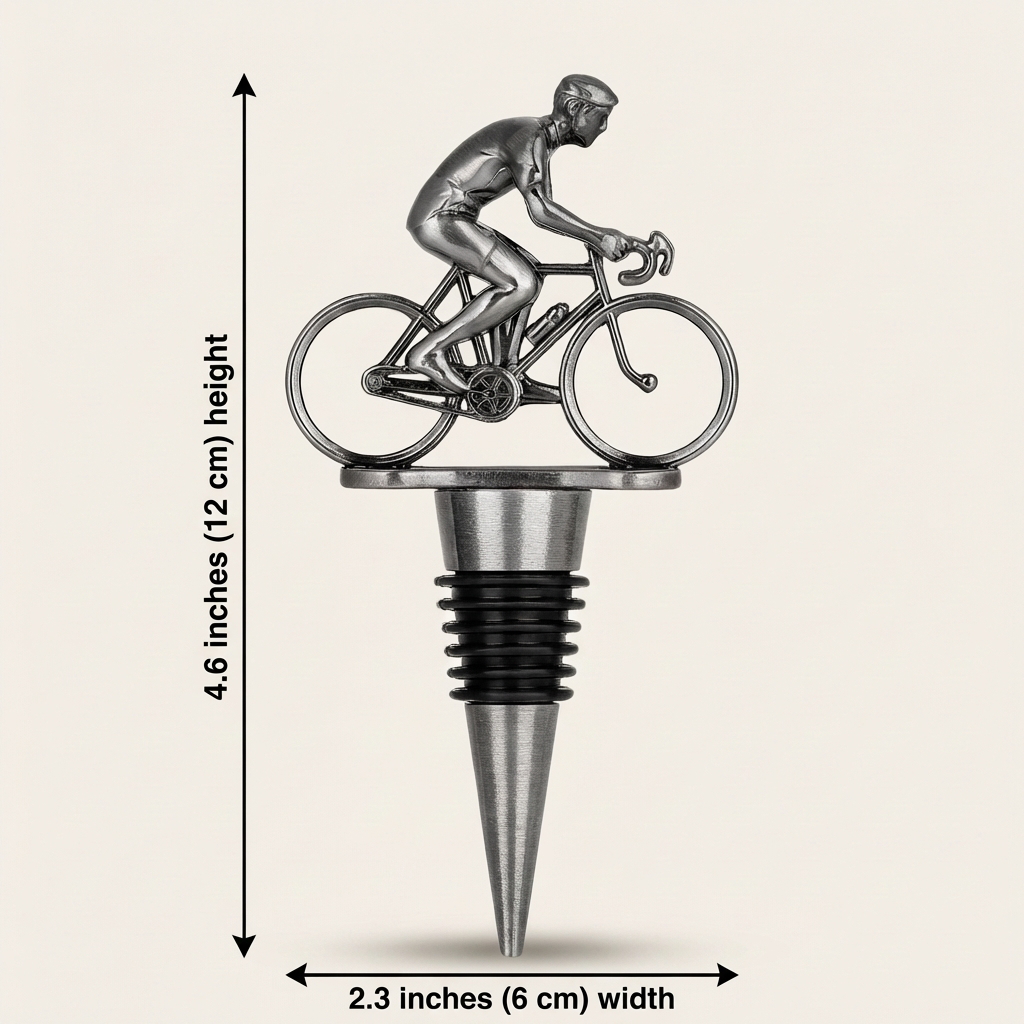 Wine Stopper, Cyclist Bicycle Bottle Stopper, Zinc Alloy, Silver or Bronze