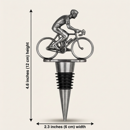 Wine Stopper, Cyclist Bicycle Bottle Stopper, Zinc Alloy, Silver or Bronze