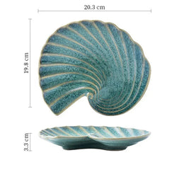 Porcelain Shell Plate, Reactive Glaze Dessert & Serving Dish, 3 Colors, 8in