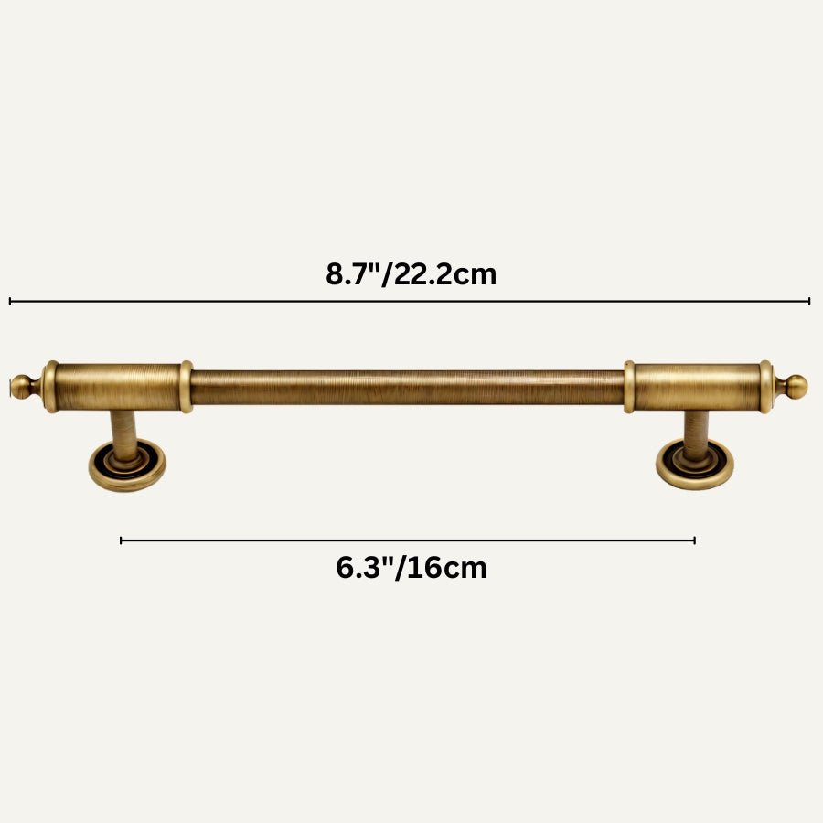 Brushed Brass Cabinet Knobs & Drawer Pulls, Classic Kitchen & Wardrobe Hardware, Decorative End Caps, Set of 2 Pieces, 2.4-12.6in