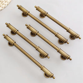 Brushed Brass Cabinet Knobs & Drawer Pulls, Classic Kitchen & Wardrobe Hardware, Decorative End Caps, Set of 2 Pieces, 2.4-12.6in