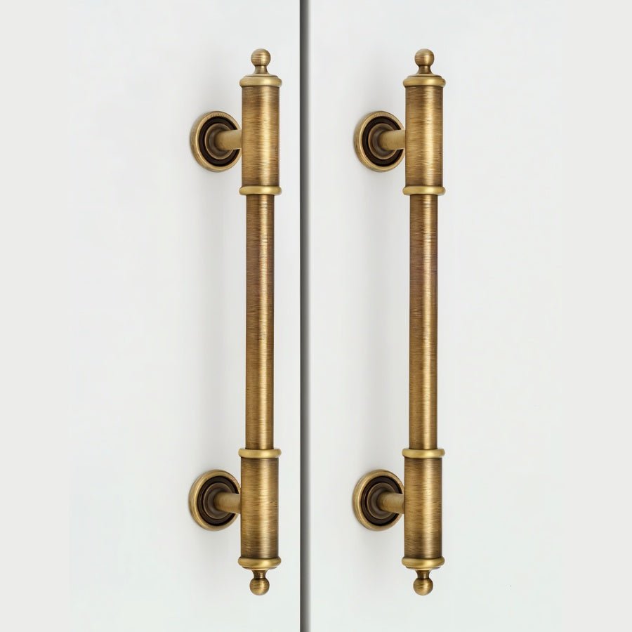 Brushed Brass Cabinet Knobs & Drawer Pulls, Classic Kitchen & Wardrobe Hardware, Decorative End Caps, Set of 2 Pieces, 2.4-12.6in