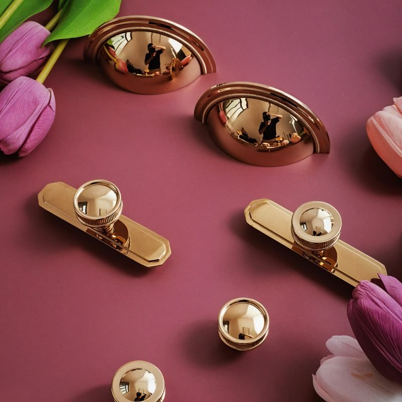 Gold-Tone Cabinet Knobs & Pull Bars, Modern Kitchen & Wardrobe Hardware, Two Designs, Set of 2, 1.2-2.7in