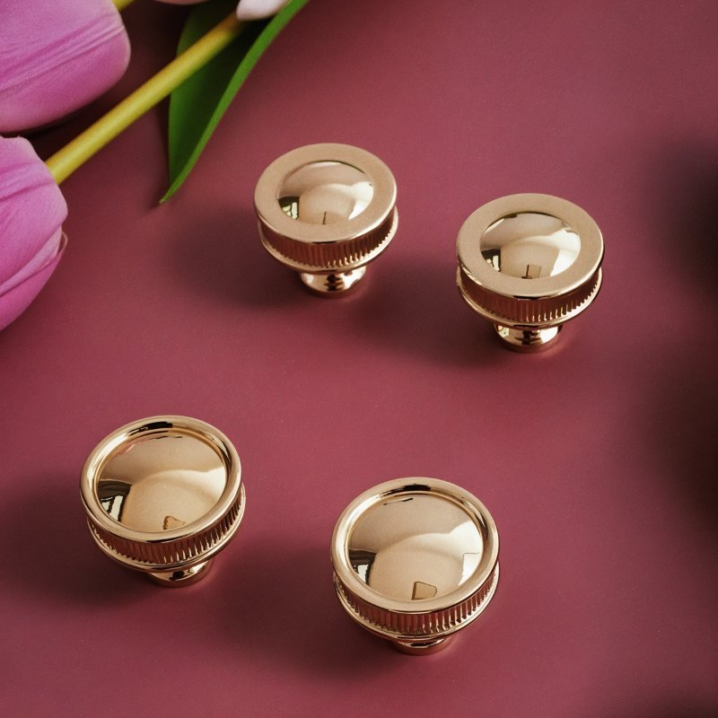 Gold-Tone Cabinet Knobs & Pull Bars, Modern Kitchen & Wardrobe Hardware, Two Designs, Set of 2, 1.2-2.7in