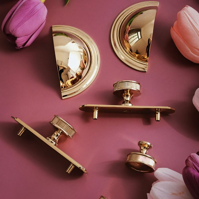 Gold-Tone Cabinet Knobs & Pull Bars, Modern Kitchen & Wardrobe Hardware, Two Designs, Set of 2, 1.2-2.7in