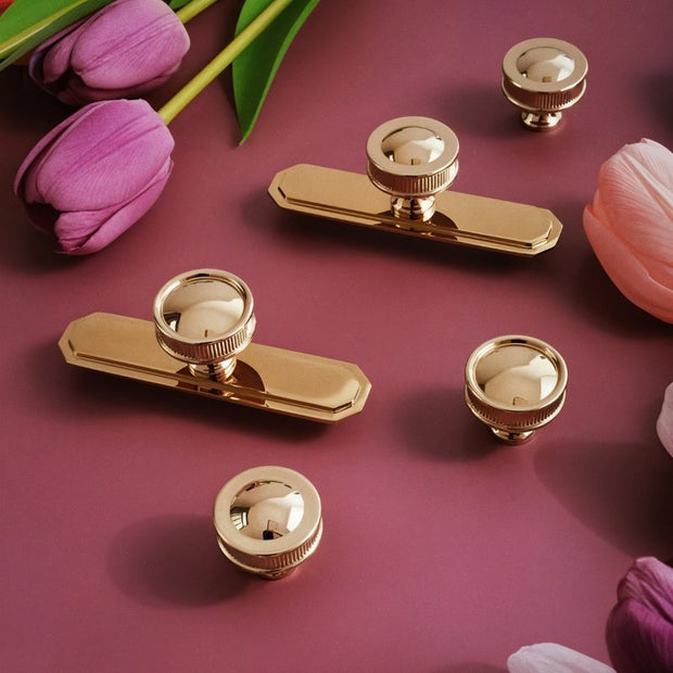 Gold-Tone Cabinet Knobs & Pull Bars, Modern Kitchen & Wardrobe Hardware, Two Designs, Set of 2, 1.2-2.7in