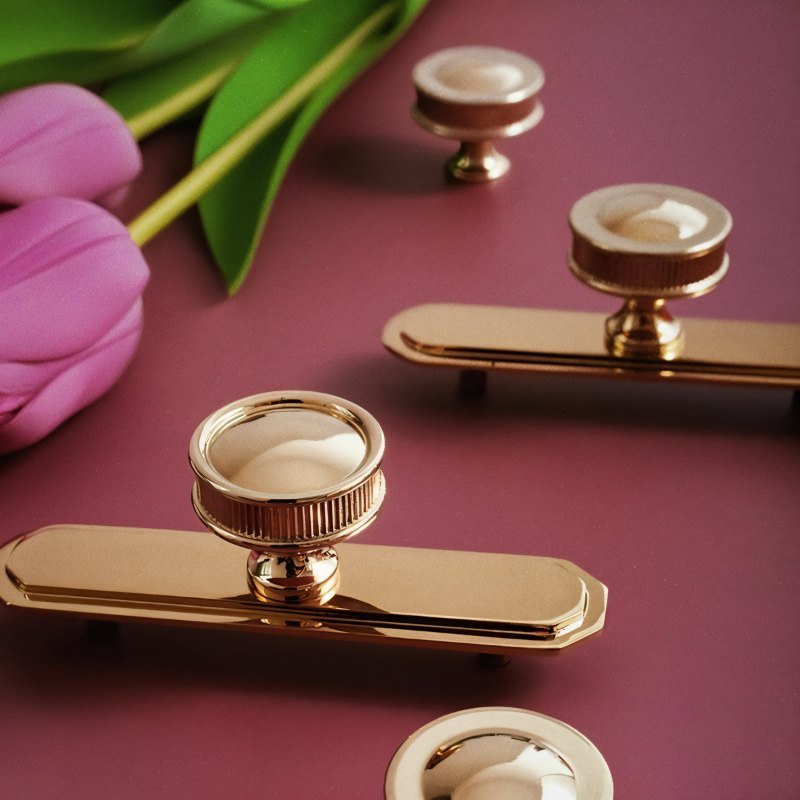 Gold-Tone Cabinet Knobs & Pull Bars, Modern Kitchen & Wardrobe Hardware, Two Designs, Set of 2, 1.2-2.7in