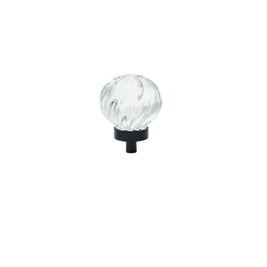 Crystal Glass Cabinet Knobs with Brass Base, Fluted Kitchen & Wardrobe Hardware, Champagne & Transparent, Set of 2, 1.3-1.9in