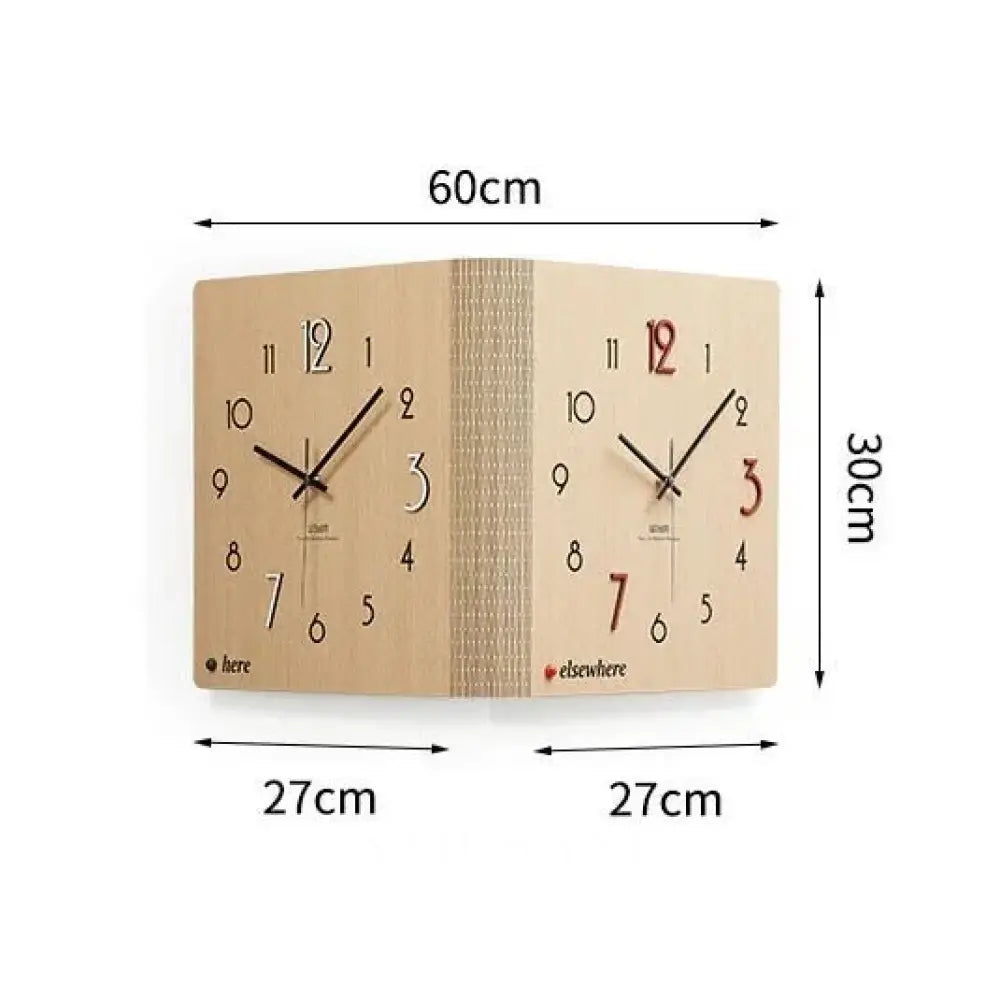 Double Sided Corner Wall Clock Minimalist Living Room & Office Clock Silent Sweep Both Faces 2 Finishes 23.6in - Decor