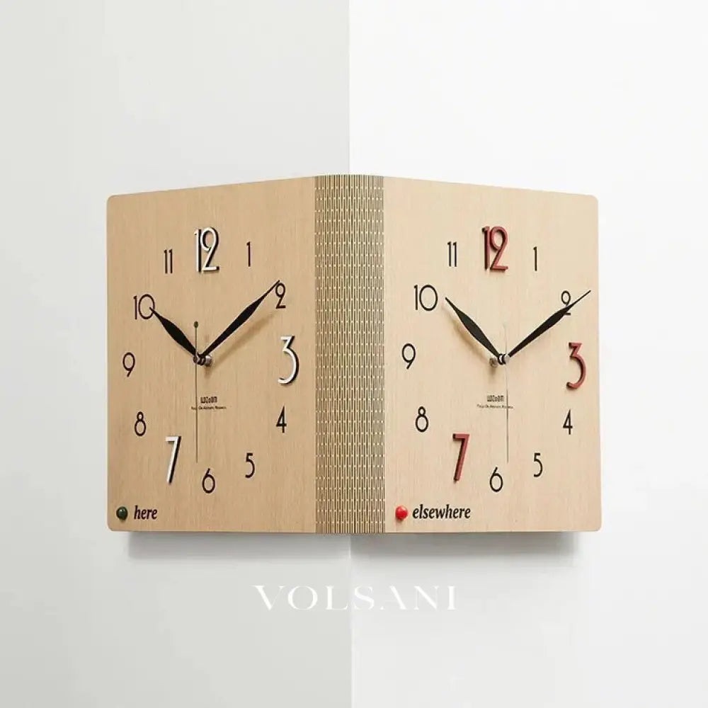 Double Sided Corner Wall Clock Minimalist Living Room & Office Clock Silent Sweep Both Faces 2 Finishes 23.6in - Decor