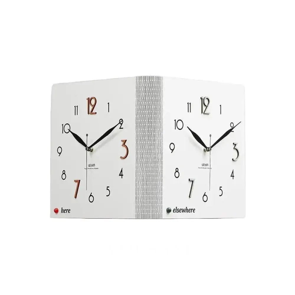 Double Sided Corner Wall Clock Minimalist Living Room & Office Clock Silent Sweep Both Faces 2 Finishes 23.6in - White