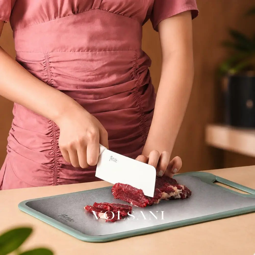 Double Sided Cutting Board with Steel & PP Faces Meat & Produce Kitchen Board Juice Groove and Garlic Grinder 2 Sizes