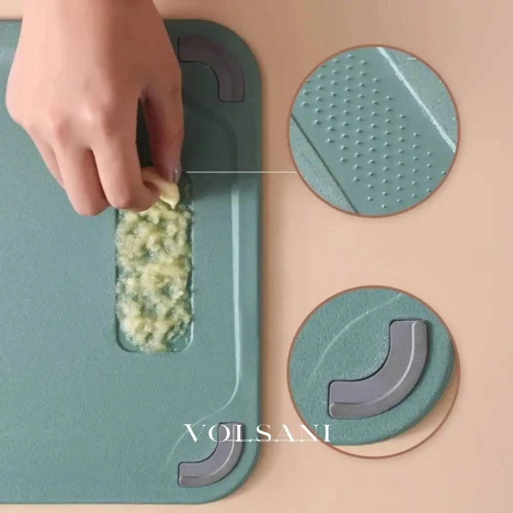 Double Sided Cutting Board with Steel & PP Faces Meat & Produce Kitchen Board Juice Groove and Garlic Grinder 2 Sizes