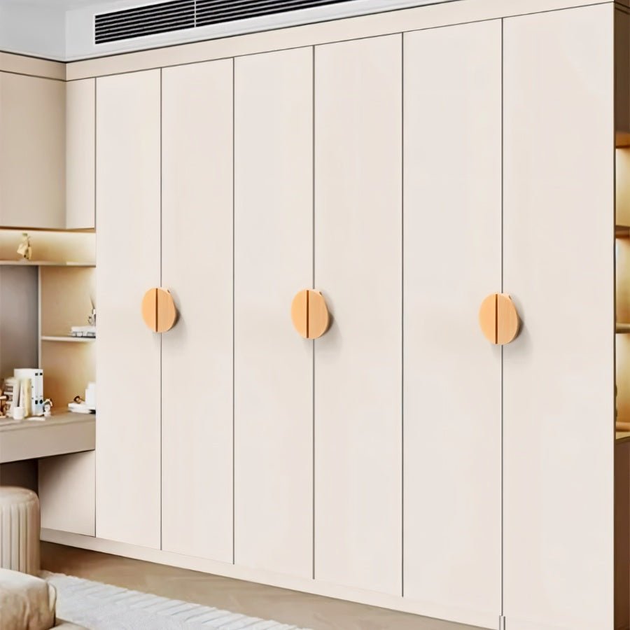 Natural Wood Cabinet Knobs & Drawer Pulls, Modern Kitchen & Dresser Hardware, Semicircle Shape, Set of 2, 1.4-9.8in