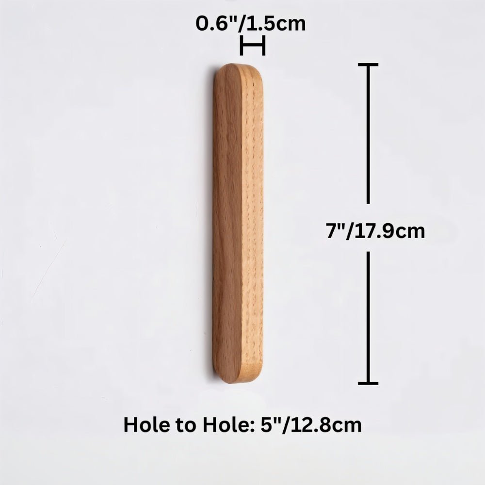 Natural Wood Cabinet Knobs & Drawer Pulls, Modern Kitchen & Dresser Hardware, Semicircle Shape, Set of 2, 1.4-9.8in