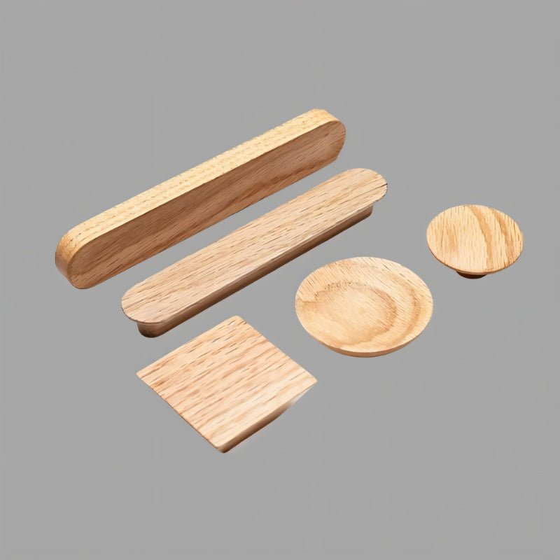 Natural Wood Cabinet Knobs & Drawer Pulls, Modern Kitchen & Dresser Hardware, Semicircle Shape, Set of 2, 1.4-9.8in