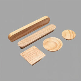 Natural Wood Cabinet Knobs & Drawer Pulls, Modern Kitchen & Dresser Hardware, Semicircle Shape, Set of 2, 1.4-9.8in