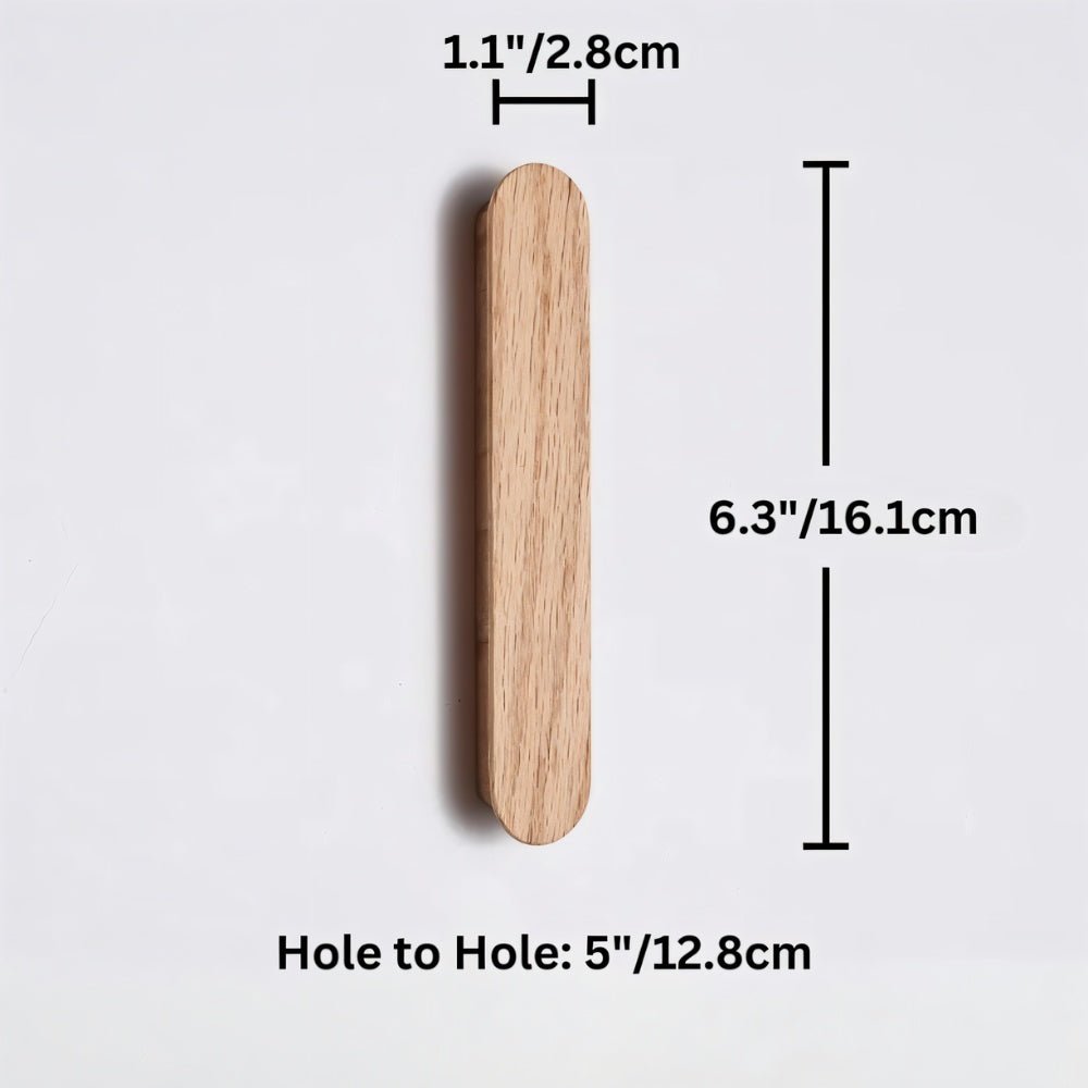 Natural Wood Cabinet Knobs & Drawer Pulls, Modern Kitchen & Dresser Hardware, Semicircle Shape, Set of 2, 1.4-9.8in