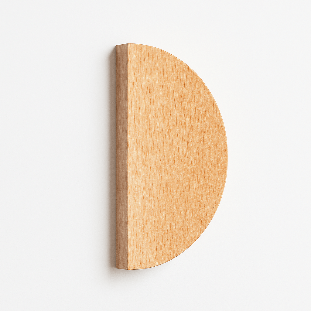 Natural Wood Cabinet Knobs & Drawer Pulls, Modern Kitchen & Dresser Hardware, Semicircle Shape, Set of 2, 1.4-9.8in