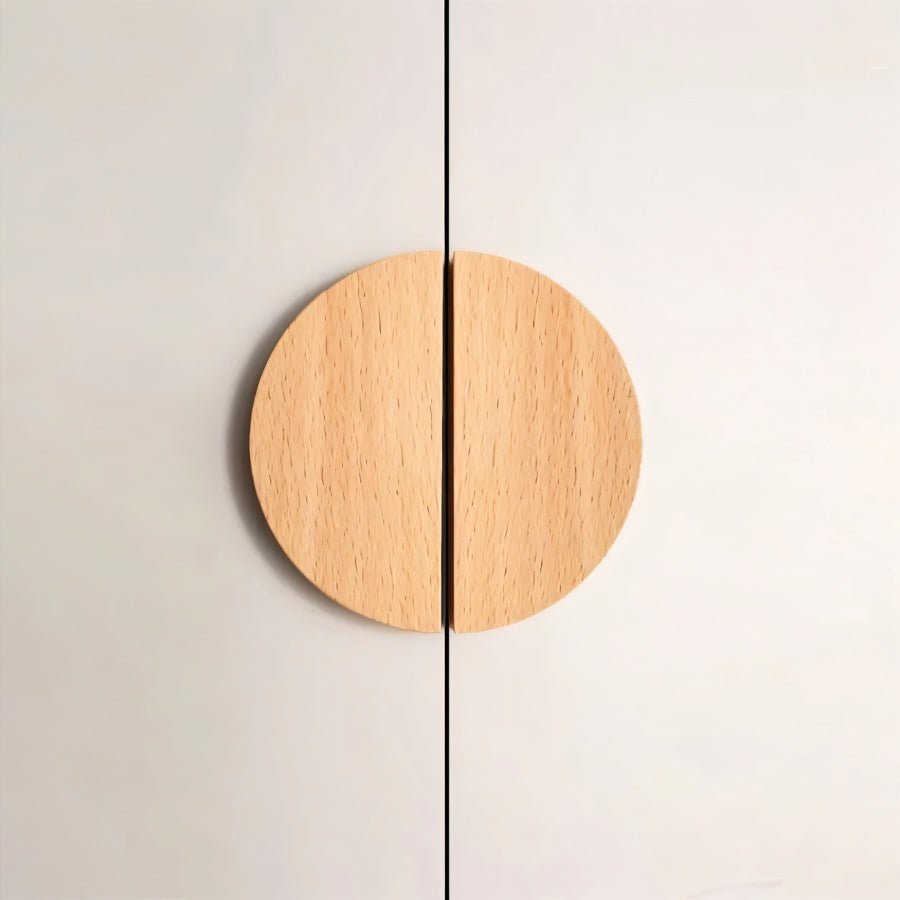 Natural Wood Cabinet Knobs & Drawer Pulls, Modern Kitchen & Dresser Hardware, Semicircle Shape, Set of 2, 1.4-9.8in