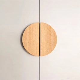 Natural Wood Cabinet Knobs & Drawer Pulls, Modern Kitchen & Dresser Hardware, Semicircle Shape, Set of 2, 1.4-9.8in