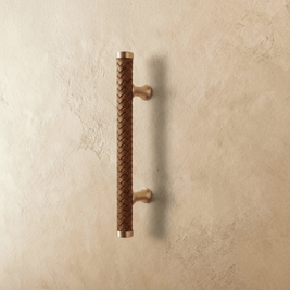 Braided Leather Cabinet Knobs & Drawer Pulls, Modern Kitchen & Wardrobe Hardware, Black Gold & Khaki Tones, Set of 2, 2.1-12.5in