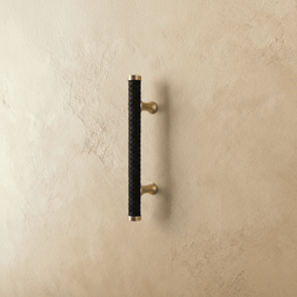 Braided Leather Cabinet Knobs & Drawer Pulls, Modern Kitchen & Wardrobe Hardware, Black Gold & Khaki Tones, Set of 2, 2.1-12.5in