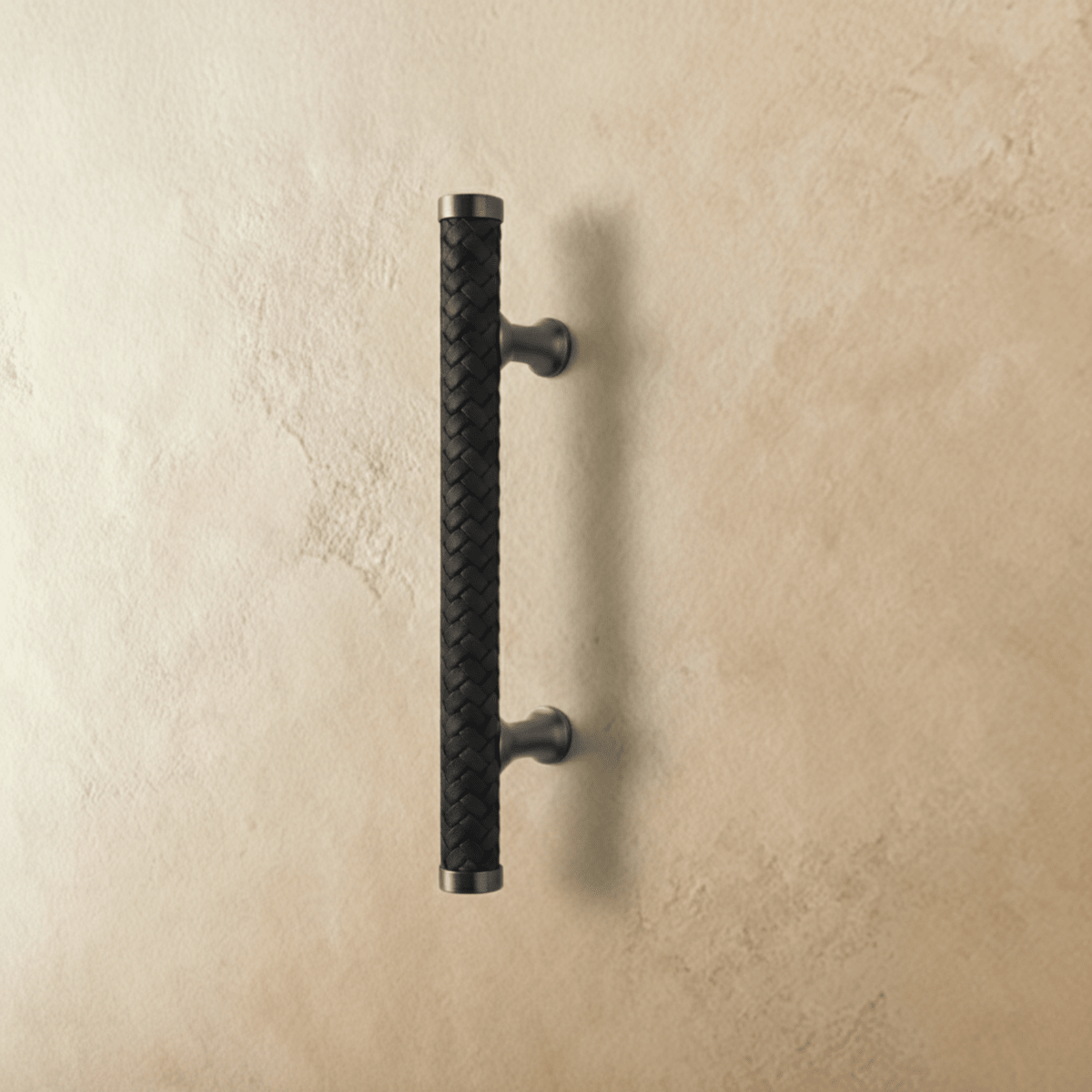 Braided Leather Cabinet Knobs & Drawer Pulls, Modern Kitchen & Wardrobe Hardware, Black Gold & Khaki Tones, Set of 2, 2.1-12.5in