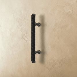 Braided Leather Cabinet Knobs & Drawer Pulls, Modern Kitchen & Wardrobe Hardware, Black Gold & Khaki Tones, Set of 2, 2.1-12.5in
