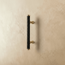 Braided Leather Cabinet Knobs & Drawer Pulls, Modern Kitchen & Wardrobe Hardware, Black Gold & Khaki Tones, Set of 2, 2.1-12.5in