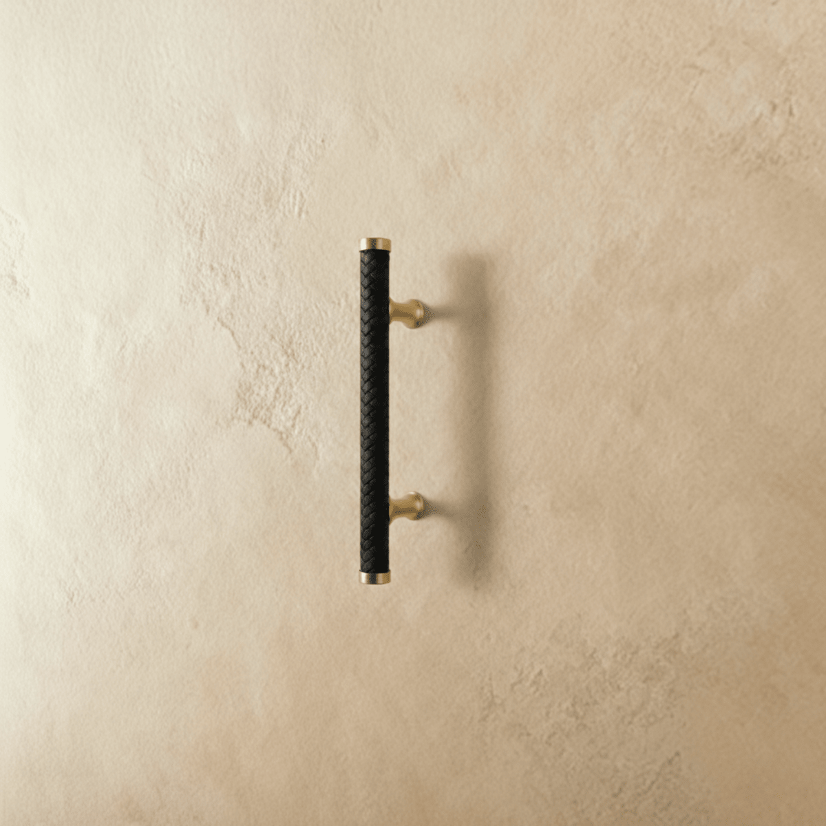 Braided Leather Cabinet Knobs & Drawer Pulls, Modern Kitchen & Wardrobe Hardware, Black Gold & Khaki Tones, Set of 2, 2.1-12.5in