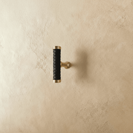 Braided Leather Cabinet Knobs & Drawer Pulls, Modern Kitchen & Wardrobe Hardware, Black Gold & Khaki Tones, Set of 2, 2.1-12.5in