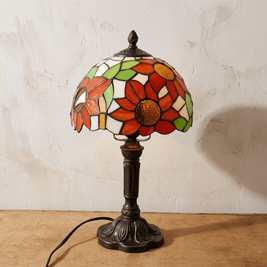 DUNA: Tiffany Tafellamp – Glas-in-lood Kap met E27 Fitting - Volsani
