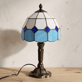 DUNA: Tiffany Tafellamp – Glas-in-lood Kap met E27 Fitting - Volsani