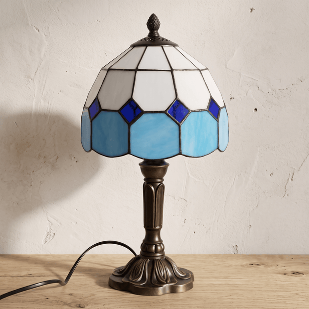 DUNA: Tiffany Tafellamp – Glas-in-lood Kap met E27 Fitting - Volsani
