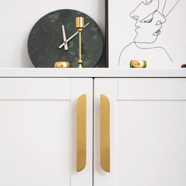 Solid Brass Cabinet Knobs & Drawer Pulls, Modern Dresser & Wardrobe Hardware, Golden Brass Tone, Set of 2 Left & Right, 0.8-8.8in