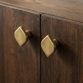 Solid Brass Cabinet Knobs & Drawer Pulls, Modern Dresser & Wardrobe Hardware, Golden Brass Tone, Set of 2 Left & Right, 0.8-8.8in