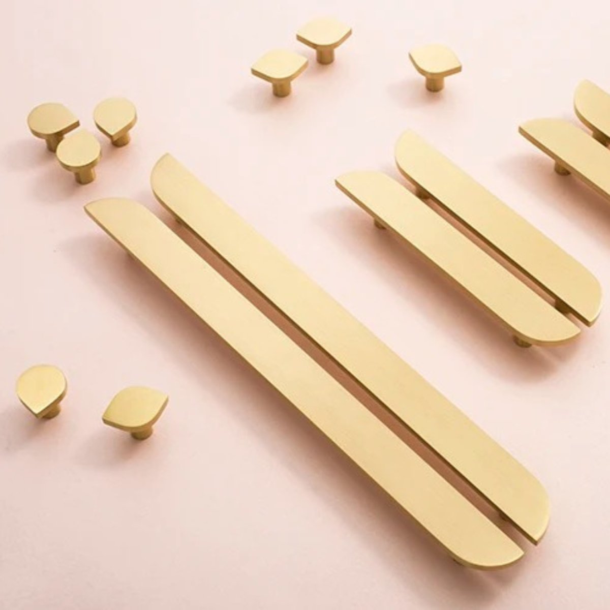 Solid Brass Cabinet Knobs & Drawer Pulls, Modern Dresser & Wardrobe Hardware, Golden Brass Tone, Set of 2 Left & Right, 0.8-8.8in