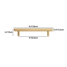 Brushed Brass Cabinet Knobs & Drawer Pull Bars, Modern Kitchen & Bedroom Hardware, Rounded Edges, Set of 2 Pieces, 0.9-8.8in